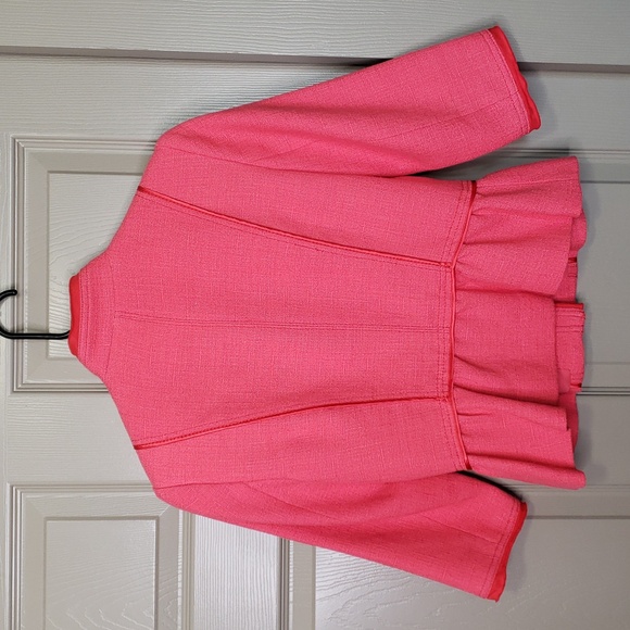 White House black market melon pink tweed linen blend button blazer size 0 - Picture 6 of 8